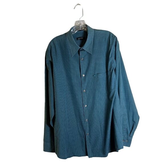 DKNYC Other - DKNY Men's Blue & Black Plaid Button Down Oxford Shirt Size Extra Large